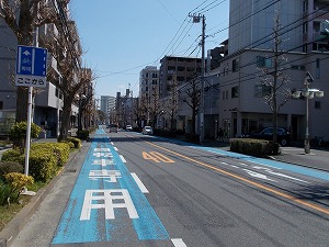 自転車専用通行帯の写真