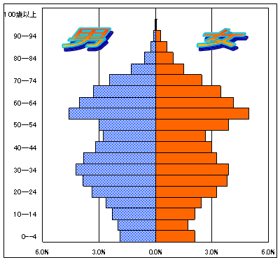5歳階級別人口ピラミッドグラフ（相武台出張所管区）