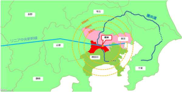 地図02（関東域地図　橋本位置）