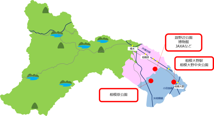 在日米軍基地だった場所を示した地図