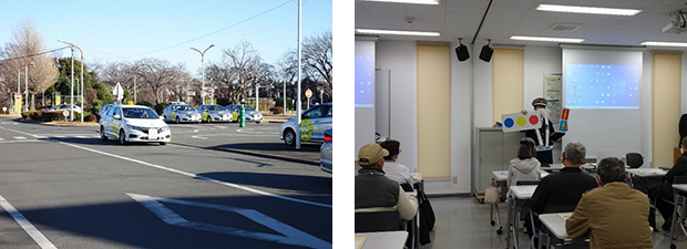 運転技能指導や交通安全・防犯講話の様子