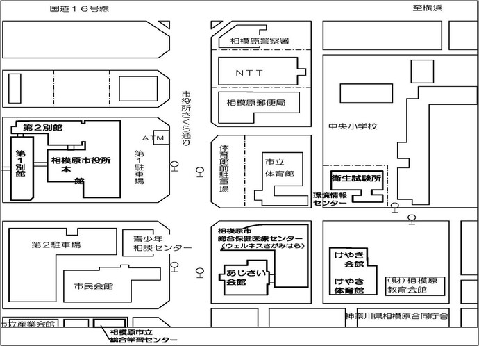 相模原市役所周辺簡易地図